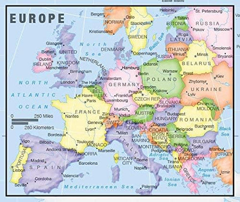 US and World Desk Map (13" x 18" Laminated) for Students and Classroom Use by Lighthouse Geographics