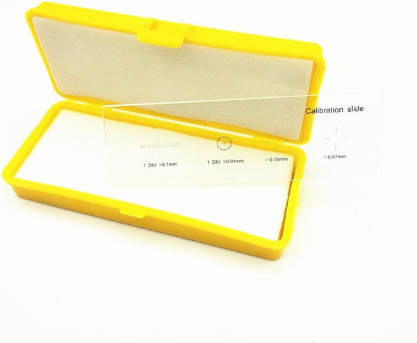 Microscope Stage Micrometer Calibration Slide with 4 Scales and 0.01mm Multifunctional Reticle Calibrating Ruler