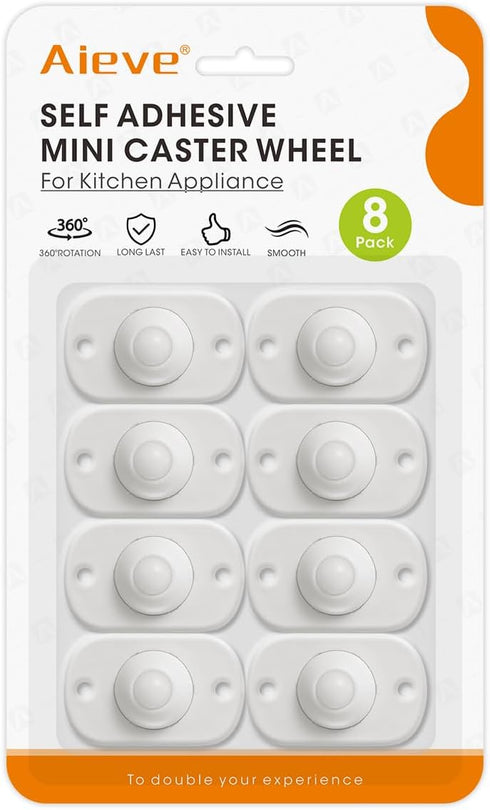 Aieve Appliance Wheels for Kitchen Appliances, 8 Pack Mini Caster Slider, Self Adhesive Swivel Wheels