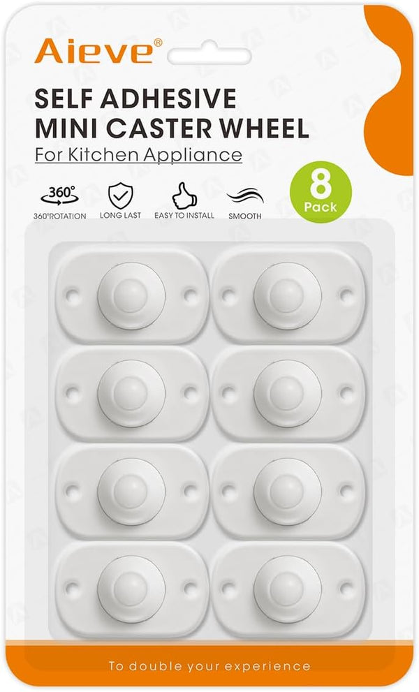 Aieve Appliance Wheels for Kitchen Appliances, 8 Pack Mini Caster Slider, Self Adhesive Swivel Wheels