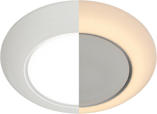 6 Inch LED Low Profile Disk Light with Night Light, 120VAC, 15W, Dimmable, ETL Rated, White, 1 Pack