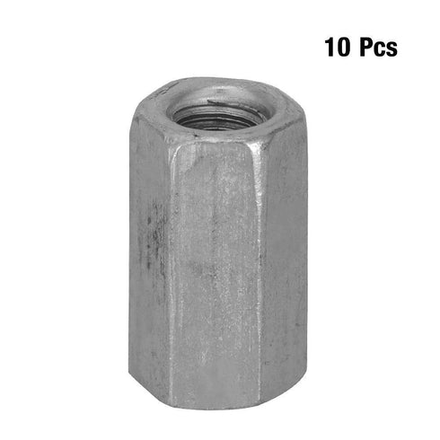 M6 Straight Fitting Nut Coupling, Hex Zinc Plated, 10pcs (M6 X18mm)