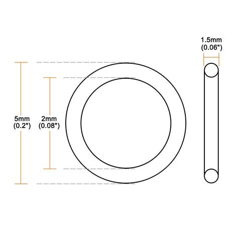 uxcell Silicone O-Rings, 5mm OD 2mm ID 1.5mm Width VMQ Seal Gasket for Pipe Repair, Pack of 20