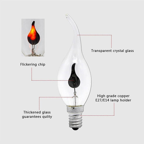 generic Bulb, Bulbs Bulb E14) Flame Effect Flickering Candle Light Halloween Crystal Clear Incandescent Chandelier