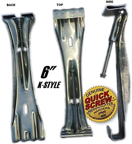 Quick Screw 6" Aluminum Hidden Rain Gutter Bracket Hook Clip with Pre-Inserted 3" Long " Hex Head Screw