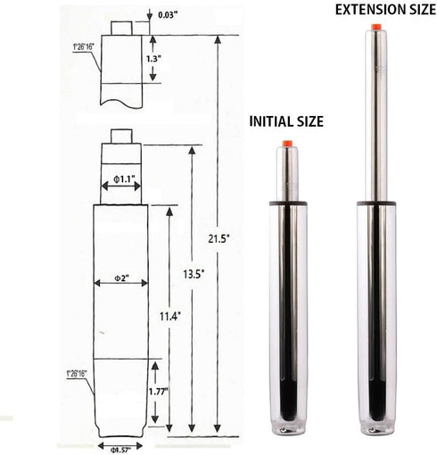 Kaleurrier Gas Lift Cylinder, Pneumatic Chair Replacement Parts, 500 lbs Heavy Duty Steel Case, Universal Size