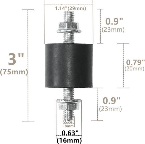 4pcs 29 x 20mm Rubber Mounts Rubber Vibration Isolator Mounts Shock Absorber with M8 x 20mm Studs Vibration Isolators by APUXON