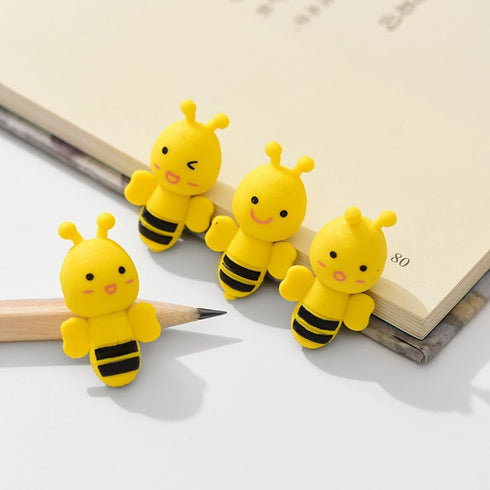 NUOBESTY 20pcs Cartoon Bee Shape Erasers for Students School Stationery