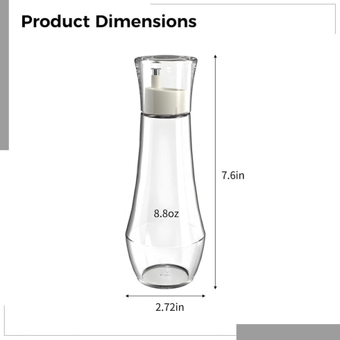 Kronabelle 8.8 Oz Countertop Refillable Glass Mouthwash Dispenser with Lid Cup, Transparent Easy-Pump Decanter