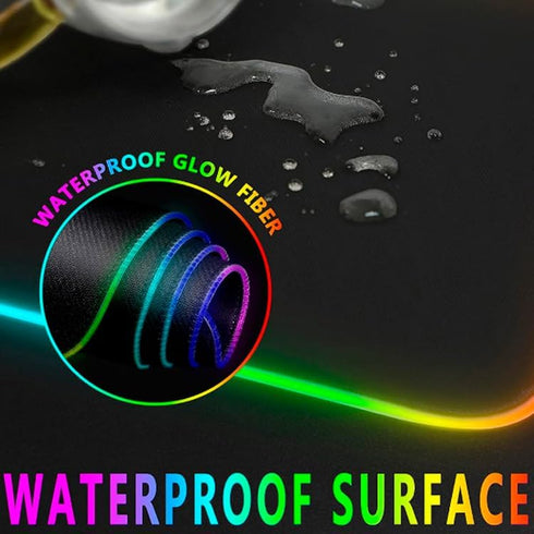 RGB Gaming Mouse Pad, Large 31.5X11.8 in Desk Mat with 13 Colors LED Light, Non-Slip Rubber Base with Waterproof Coating