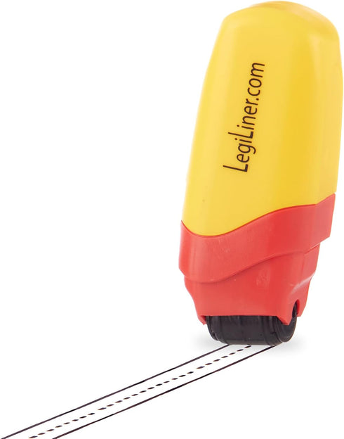 LEGILINER 3/8" Dashed Handwriting Line (Y/R) Teacher Stamp, Refillable Ink Writing Practice Roller Stamp