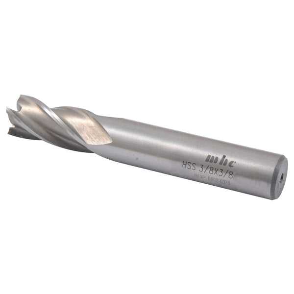HHIP 5802-0375 3/8" x 3/8" 4 Flute High Speed Steel Center Cut Single End End Mill