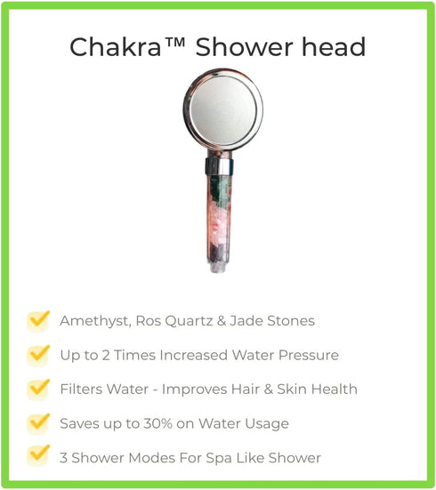 MineralStream Chakra Showerhead with Natural Gemstones, Therapeutic Crystals, Purification of Water Mineralization