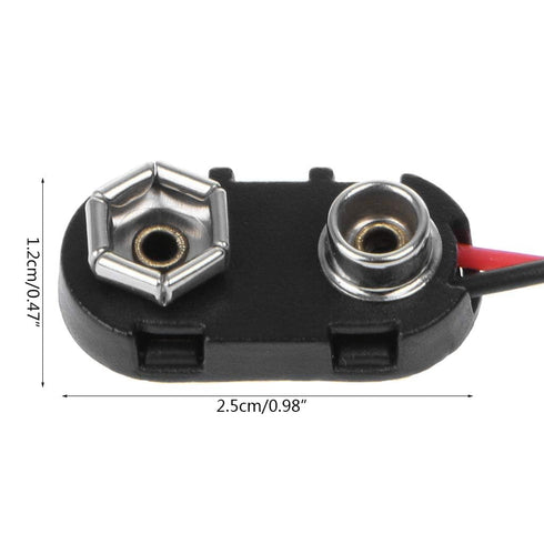Black Red 9V Battery Clip Connector with Tinned Wire Leads, 150mm Outlets and Accessories