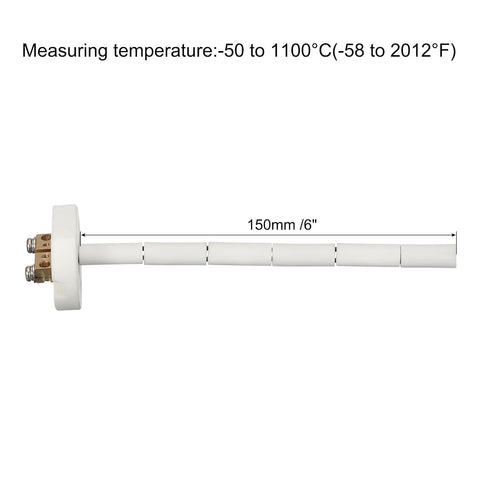 MECCANIXITY 4" K Type Ceramic Kiln Furnace Probe Thermocouple Sensor for Muffle Furnace Oven, High Temperature -50 to 1300°C 1.5x100mm