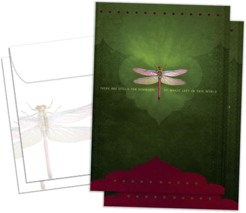 Tree-Free Greetings Magic Remnants Dragonfly All Occasion Cards, 2 Recycled 5x7 Cards & Envelopes, USA Made