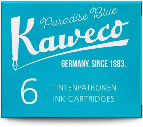 Kaweco Fountain Pen Ink Cartridge, Turquoise, Short International Size, Pack of 6, Made in Germany