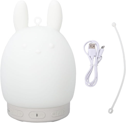 3 Focket Rabbit Night Light, Bluetooth Speaker White Noise Machine with Adjustable Brightness Touch Lamp Type C