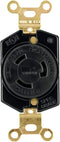 EATON L620R Hard Cw Ground Lock Single Electrical Receptacle, 250 Vac, 20 A, 2 Pole, 3 Wire, Black and White