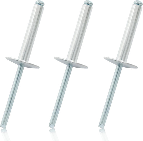 60 Pcs 3/16" x 1-3/16" Large Flange Aluminum Blind Rivets, Dome Head Pop Rivets for Installing Accessories, Silver