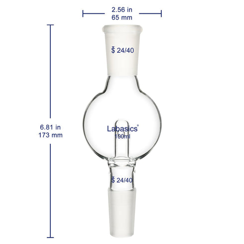 Borosilicate Glass Rotary Evaporator Bump Trap, 100 ml with 24/40 Standard Outer Upper Joint