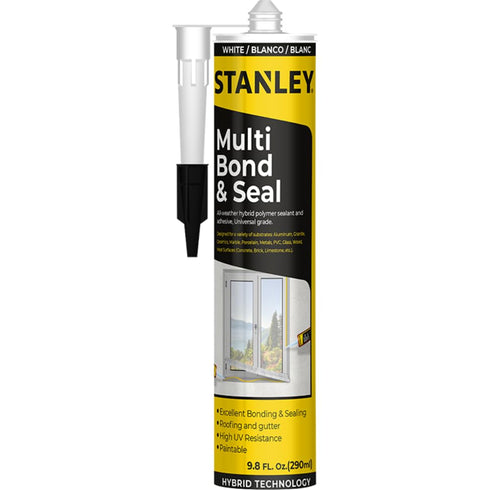 Stanley Multi Bond & Seal Hybrid Polymer - 9.8 fl.oz. - Eco-Friendly, Flexible Caulk for Roofing, Gutter, Window, Door