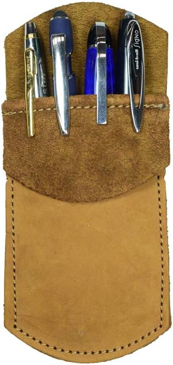 Hide & Drink Durable Leather Pocket Protector, Handmade Pencil Pouch for Office Essentials (Old Tobacco)