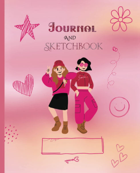 Sketch Book & Journal for Girls: Pink-Loving Besties | Sketchbook and Notebook | Composition size 7.5 x 9.25 (110 Pages) Lined and and Themed sketch ... for Journal, Doodling, Sketching and Notes
