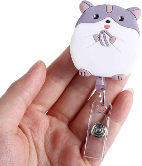 Pink Pig Retractable Badge Reel, Name Card Holder Lanyard, Cute Nurse Badge Holder for Office, School Supplies