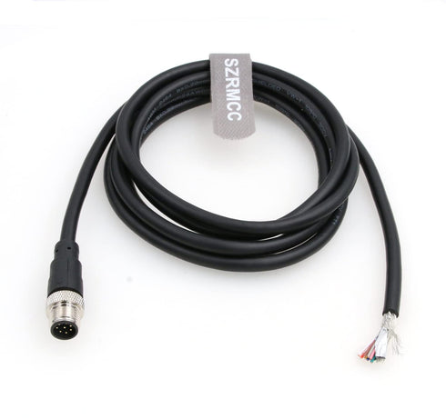 SZRMCC M12 A Code 8 Pin Male to Open Flying Leads Industrial Sensor Connector Cable, Waterproof Shielded