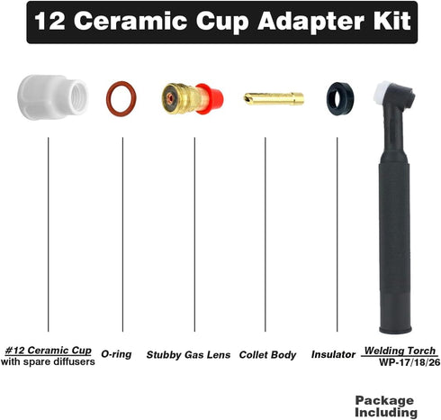#12 Ceramic Cup White TIG Welding Cup, Fit Torch WP 9/20/25 Series with 3/32 Diffuser