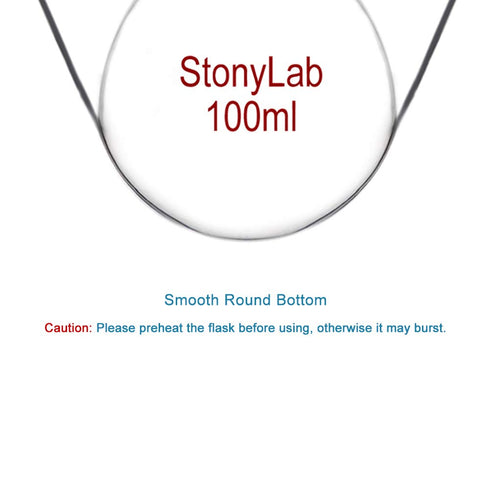stonylab Glass 100 mL Heavy Wall 3 Neck Round Bottom Flask with Standard Taper Joint