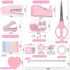 Pink Stapler and Tape Dispenser Set, Office Supplies Kit with Staple Remover, 1000 Staples, Clips, Tape, Scissors, Tabs