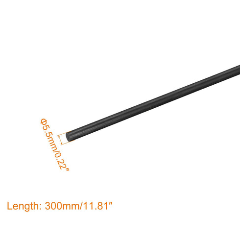 MECCANIXITY Carbon Fiber Rod, 5.5mm x 300mm for RC Plane DIY Tool Wing Tube Quadcopter Arm, Pack of 2