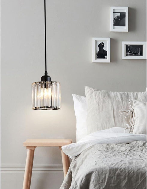 Meimond 1 Bulb Crystal Pendant Lights Black Light Cluster Ceiling,Modern Hanging Light Fixture for Kitchen