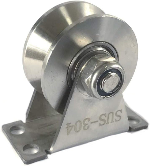 Chiloskit Stainless Steel 2" Sliding Gate V Groove Roller Bearings, Pulley Wheels for Track Rail Sliding Gate System