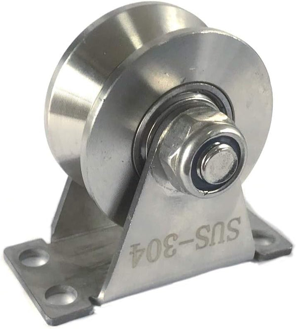Chiloskit Stainless Steel 2" Sliding Gate V Groove Roller Bearings, Pulley Wheels for Track Rail Sliding Gate System