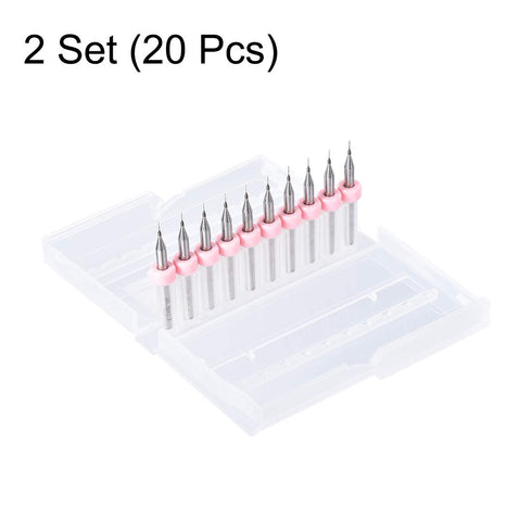 uxcell 0.15mm Tungsten Carbide PCB Drill Bits, 1/8 Inch Shank, 2 Set (20 Pcs) for Jewelry CNC Engraving