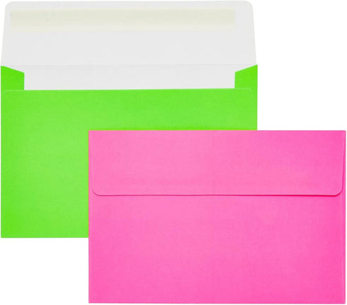 Paper Junkie 112 Pack Bright Neon Colored Envelopes with Self-Adhesive, Bulk Set for 4x6 Invitations, Greeting Cards