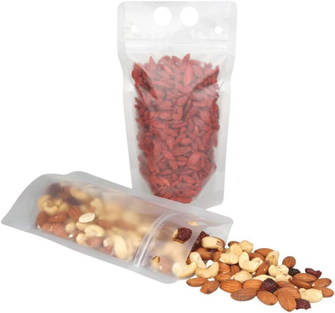 100 Sets Pcs Drink Pouches with Straws, Freezable Drink Bags Juice Pouches for Adults and Kids, Reclosable Zipper