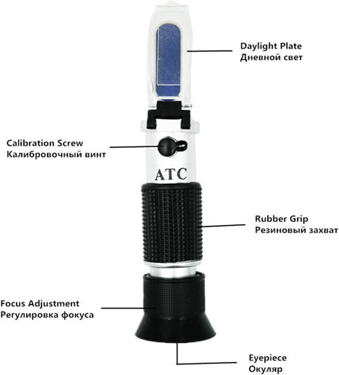 VGVGV 0-90% Brix Refractometer, Handheld Sugar Refractometer Brix Content Juice Liquids Tester with ATC Measurement