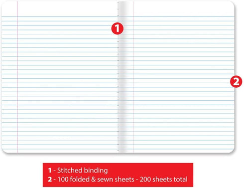 Better Office Products Composition Book Notebook, Hardcover, College Ruled, 100 Sheets, 9.75" x 7.5", Black