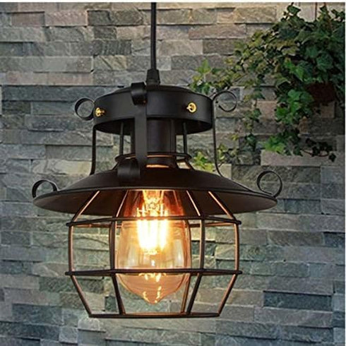 Ncescmal Pendant Lights, Retro Vintage Industrial Metal Cage Ceiling Light Antique Glass Wall Lamp Wall Sconce Ceiling