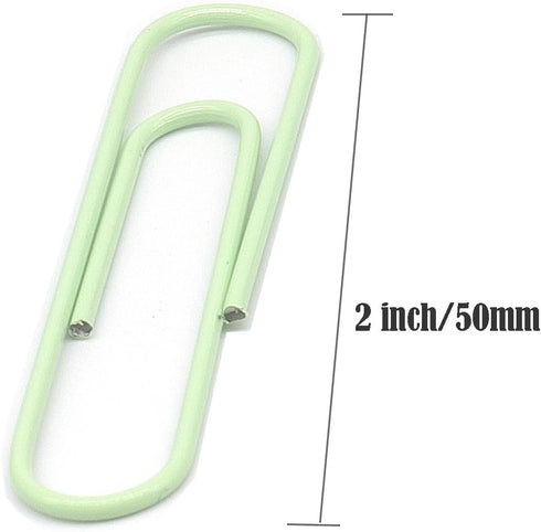 Large Paper Clips - Jumbo 50mm, 2 inches, Smooth, 100 Pcs/Box (Light Green)
