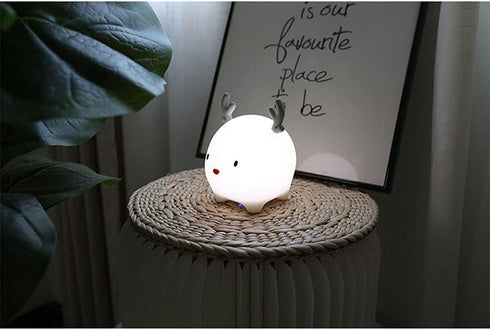TTBDDDYH Touch Control Bedside Lamp, Moe Deer Shape Sensor Night Light, Creative Silicone LED Pat Pat Light, with USB