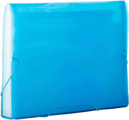 JAM PAPER Accordion Folders - 13 Pocket Plastic Expanding File, Letter Size, 9 x 13, Blue Grid, Sold Individually