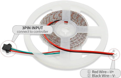 16.4FT WS2812B WS2812 3mm Strip,DC5V 100LEDs/m Ultra Narrow LED Individually Addressable Dream Color Flexible Smart