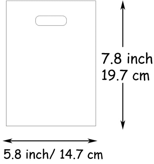 Joyhey 100 Count 5.8" x 7.8" Plastic Merchandise Bags, Shopping Retail Boutique Bags with Die Cut Handles - Black Thank