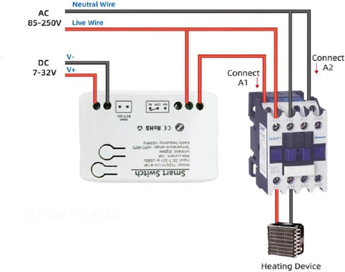 Zigbee Temperature & Humidity Controller, Extendable Probe Sensor, Tuya App Remote, 10A Relay Switch (T&H, 12 Volts)