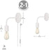 51489 1-Light 6ft Bulb GLOBE Electric Plug-in or Hardwired Wall Sconce, Matte White, Clear Cord, Inline On/Off Rocker